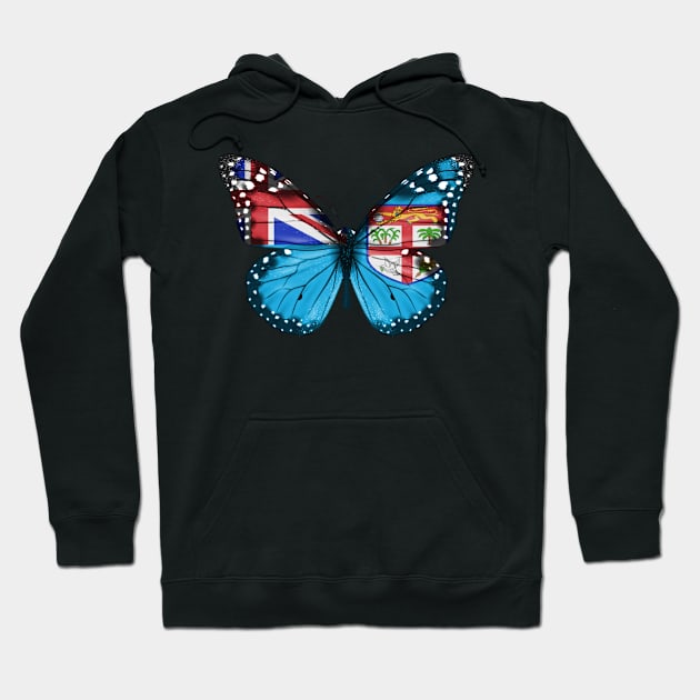 Fijian Flag  Butterfly - Gift for Fijian From Fiji Hoodie by Country Flags